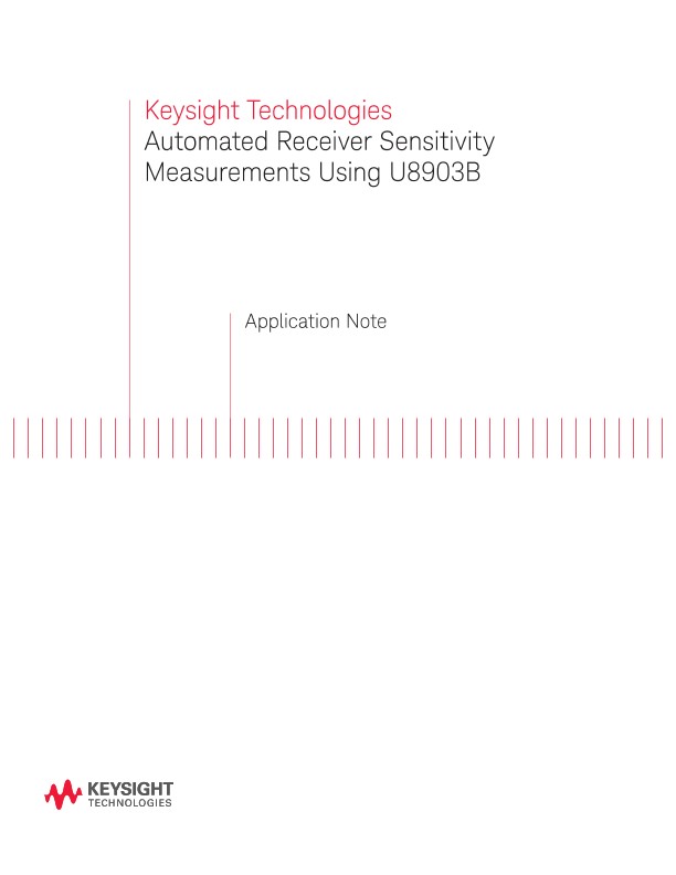 Receiver Sensitivity Measurements Using U8903B PDF Asset Page Keysight